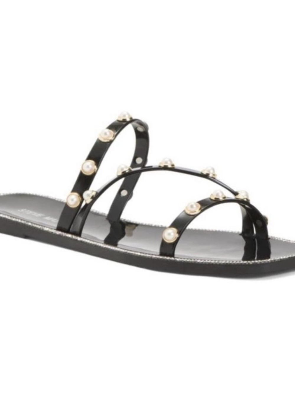 Steve Madden Black Pearl-Studded Slide Sandals